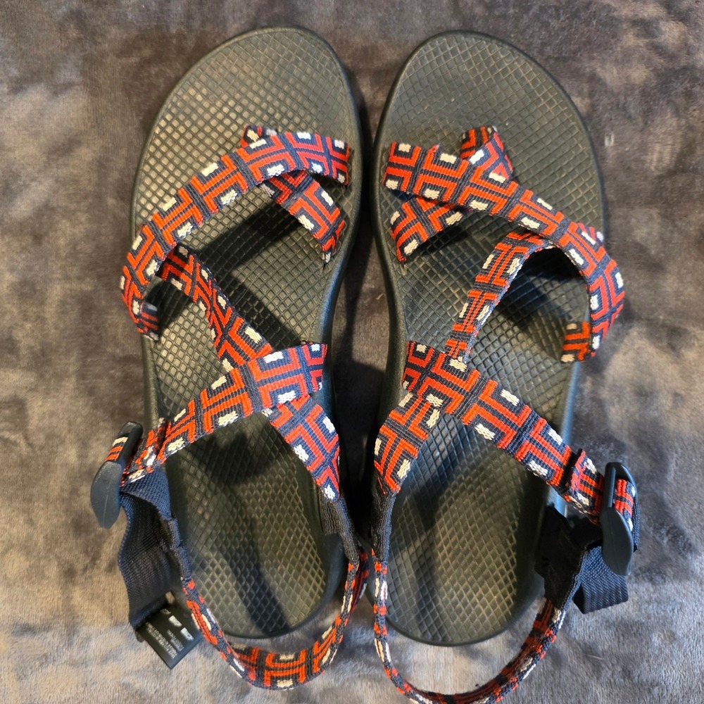 Chaco Womens Z/Cloud 2 Sandals Red Blue Geometric Strappy Toe Loop J107206 Sz 10